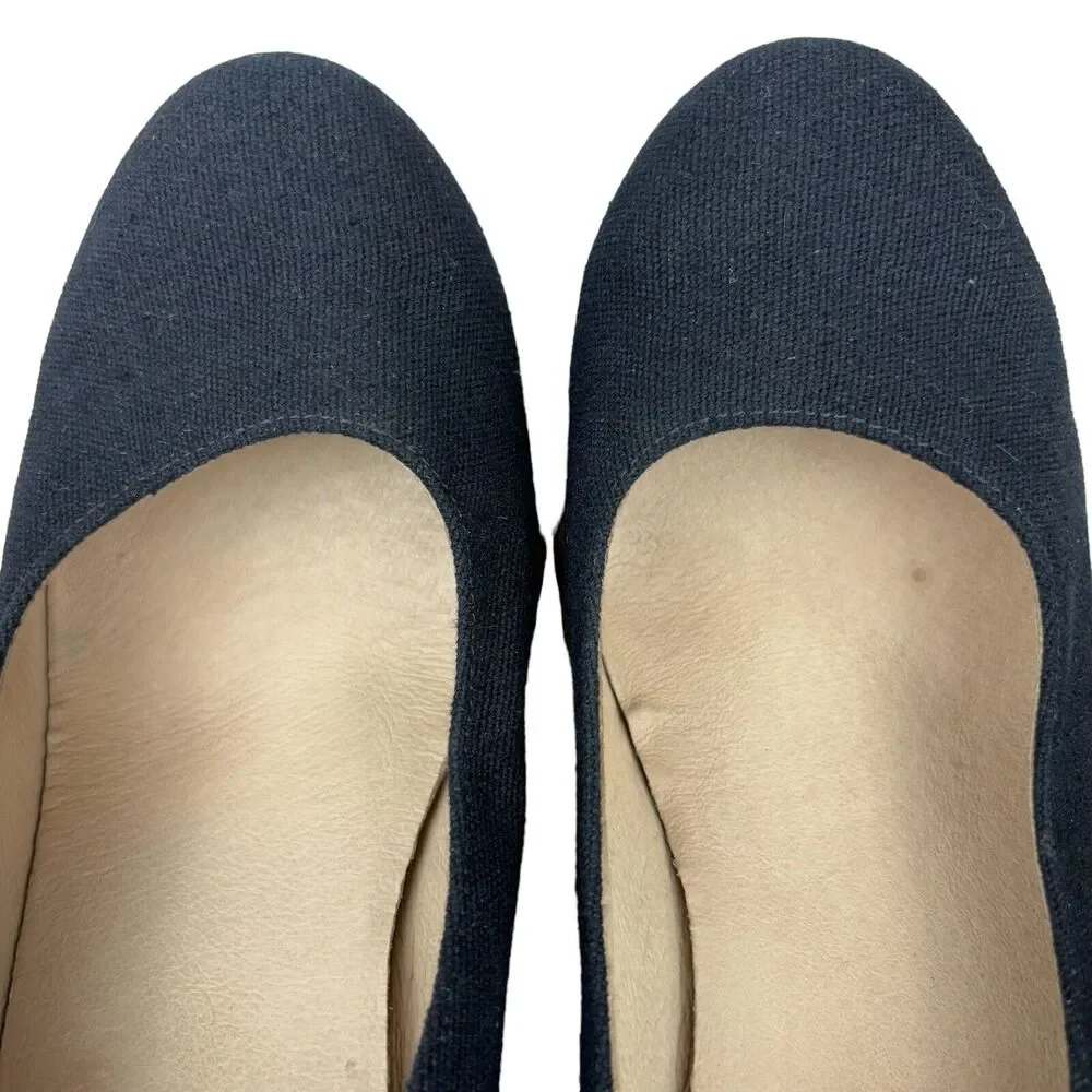 Viscata Barcelona Wedge Womens 10 US 41 EU Roses Black‎ Canvas Espadrilles Shoes
